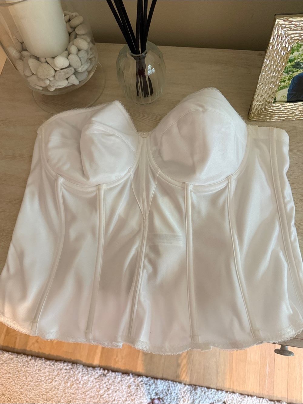 Dominique Intimate Apparel White Strapless Longline Bustier Corset Top 46C